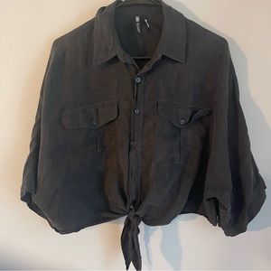 Zara crop top charcoal color button down